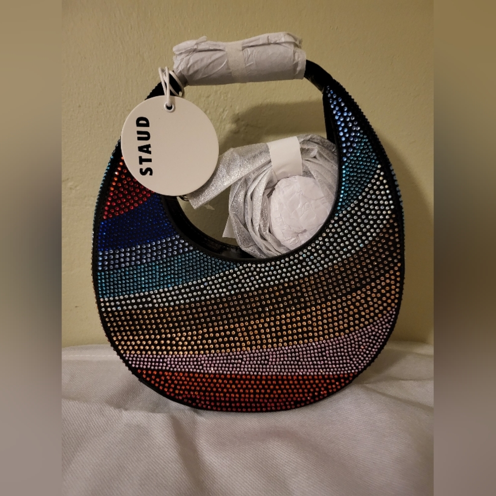 STAUD Multicolor Crystal-Embellished Crescent Crossbody Bag - Picture 6 of 15